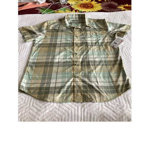 Marmot Aerobora NVTY SS Plaid Button Up Shirt Mens Large Short Sleeve NWT